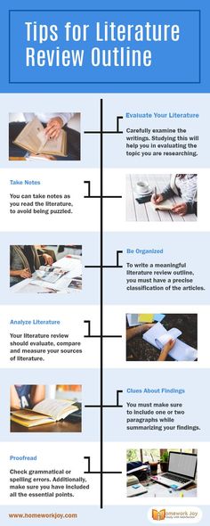 an info sheet with the words tips for literature review outline