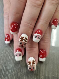 Christmas Present Nails, Nail Art Easy, Year Nails, Christmas Nail Art Easy, Makeup Nails Designs, Gel Nail Art Designs, Fall Gel Nails, Fancy Nails Designs