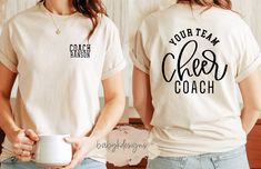 "Personalized Cheer Coach Shirt, Custom Cheer Sweatshirt, Game Day Cheer Hoodie, Mascot Shirt, Cheer Competition Day, Cheer Coach Gift 📋 HOW TO ORDER: 1. Select the size 2. Select the color 3. Select the quantity 4. Add personalization 5.Add to Cart (\"buy now\" will take you directly to checkout and \"add to cart\" will allow you to continue shopping with us) 6. Submit order (Shipping will automatically be combined for you) Always FREE SHIPPING on orders of $35 or more 👚G A R M E N T ∙ F E A Cheer Coach Outfit Competition, Cheer Coach Shirts Ideas, Cheer Coach Shirts Design, Cheer Practice Shirts, Cheer Camp Shirts, Game Day Cheer, Cheer Team Shirts, Cheer Coach Shirts, Cheer Apparel