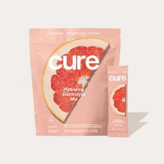 a bag of pure grapefruit energy mix next to a packet of the same product