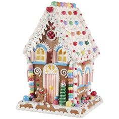 14 Lighted Gingerbread House Christmas Village Decorations, Gingerbread Christmas Tree, Raz Imports, Gingerbread House Decorations, Christmas Tabletop Decor, Candy House, Rainbow Candy, Christmas Gingerbread House, 3d Christmas