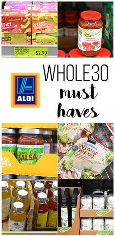 the whole 30 must haves are on display in this grocery store, and it's