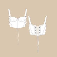 two white corsets are shown on a beige background