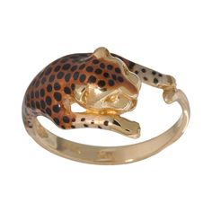 Take a walk on the wild side wearing this gorgeous 14k gold leopard ring. Click on this JEWELRY & WATCHES GUIDE to learn about fit, styles, materials and more!Ring Details: Width: 9 mm Metal: 14k gold Features: leopard-print enamel Please note, due to the high value of this item, a signature may be required upon delivery. Size: 7. Color: Yellow. Gender: female. Age Group: adult. Leopard Ring, Leopard Print Accessories, Yellow Rings, Yellow Jewelry, Gold Designs, Printed Jewelry, Yellow Gold Jewelry, 14k Gold Ring, Gold Design