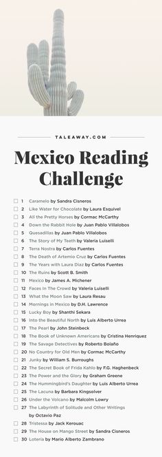 the mexico reading challenge is on display in this image, with text and images above it