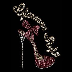 a high heeled shoe with a bow on it's side and the word love spelled