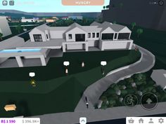 Roblox Mansion Bloxburg, Bloxburg Hill House Layout, Hill Bloxburg Houses, Bloxburg School Build Exterior, Bloxburg Hill House, Hill House Bloxburg, Hill Mansion Bloxburg, Imvu House, Bloxburg Mansion Ideas Exterior