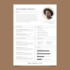 a professional resume template with an image on the front and back cover, in black and white