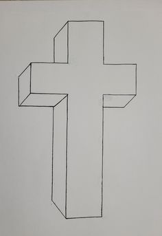 a drawing of a cross on a piece of paper