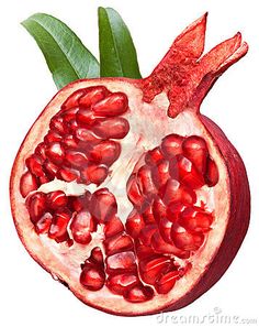 the pomegranate is cut in half and ready to be eaten