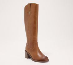 If you only have room for one new boot on your shoe self this season, make it this these Clarks Signature leather boots. From slim-leg denim to trending boho dresses, the tall-shaft design lends richness to every look in the closet -- and new trends you want to try out, too. And thanks to a flexible, lightweight sole and contoured footbed, the mid-heel style is incredibly easy to walk in -- whether your destination is the bottle filler across the office or happy hour downtown! From Clarks Footwe Bohemian Leather Heeled Boots For Fall, Fall Bohemian Leather Heeled Boots, Western Style Knee-high Boots For Work, Clarks Boots, Boho Dresses, The Closet, Clarks Shoes, Slim Leg, Mid Heel