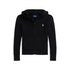 Made with medium-weight combed cotton this full-zip sweater features a cute mini cable–knit pattern as well as metallic thread for a festive touch. Sweater Ralph Lauren, Ralph Lauren Cable Knit, Zip Up Sweater, Knit Pattern, Black Sweater, Metallic Thread, Zip Sweater, Baby Clothing, Shop Home