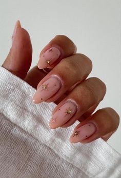 Bridesmaids Nails, Boho Nails, Gold Nail, Blush Nails, Almond Nail, Xmas Nails, Minimalist Nails