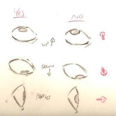 the drawing shows how to draw an eye with different shapes and sizes for each eye