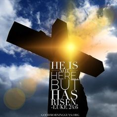 a cross with the words he is here but has risen june 28 on it against a cloudy sky