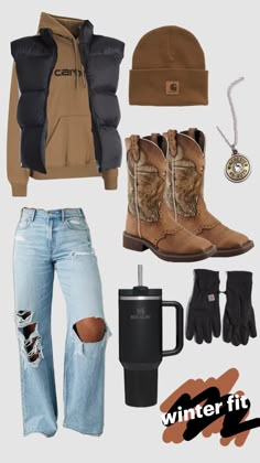 #country #outfitinspo #winter #fall #countryfit #countrygirl #carhartt Western Winter Outfits, Country Fall Outfits, Cute Cowgirl Outfits