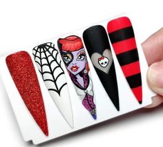 Monster High Nails, Uñas Coquette, Tulip Nails, Hallowen Party, Nail Art Halloween, Witch Nails, Nail Art Photos, Winter Nails Acrylic