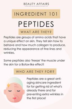 Skin Care Products Not To Use Together, Peptides Benefits, Peptides Skin Care, Skincare Facts, Skin Facts, Skincare 101, Skin Advice, Skin Care Ingredients, Cosmetics Ingredients