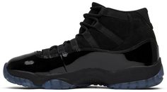 First teased in 2011 as a sample from the Air Jordan Blackout Collection . the Air Jordan 11 Retro ‘Cap and Gown’ was finally made available to the public in 2018. The name refers its formal look . designed to be worn for occasions such as graduation ceremonies?Dits laces are even inspired by graduation cords. The all-black model features a patent leather and premium nubuck upper atop an icy blue outsole.