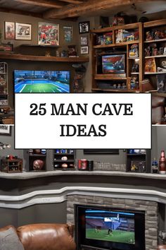 25 man cave ideas displayed in a stylish, sports-themed room. Small Man Room Ideas, Man Cave Ideas Small Room, Garage Man Cave Bar Ideas, Man Cave Memorabilia Display, Man Cave Ideas Room Small Gaming, Poker Room Ideas Interior Design, Moody Game Room Ideas, Cool Basement Ideas Man Caves, Garage Design Man Cave