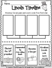 a printable worksheet for lincoln's time line with pictures on it