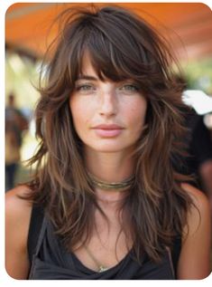 Length Hair With Layers, Bangs Messy Hair, Rock Style Haircut, Shaggy Textured Hair, French Bombshell Haircut, Long Hair With Bangs And Layers Over 40, Long Hair Full Bangs, Medium Length Choppy Layers With Bangs, Long Hair With Long Bangs And Layers