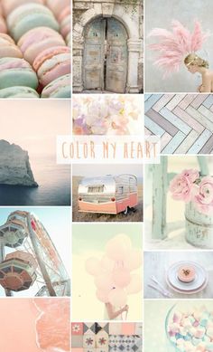 the collage is filled with pastel colors