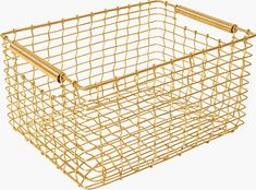 a gold wire basket with handles