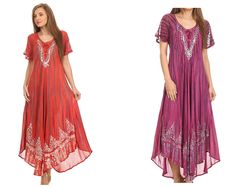 This caftan dress can be worn alone or over beachwear for the perfect cover up! Pair with any pair of sandals or low shoes/flats for a desired look. #fantastic #dress #dresses #clothes #beautiful #clothe #perfect #inspiration #amazing #awesome #instablog #likeforlike #happy #instagood #moda #tutorial #blogger #boatarde #fashion #followme Free Size V-neck Dress, Casual Short Sleeve Maxi Dress With Floral Embroidery, Summer Embroidered Maxi Dress With Short Sleeves, Embroidered Short Sleeve Maxi Dress For Summer, Summer Embroidered Short Sleeve Maxi Dress, Casual Long Floral Embroidery Dresses, Spring Bohemian Fitted Kaftan, Bohemian Fitted Kaftan For Spring, Fitted Short Sleeve Summer Kaftan