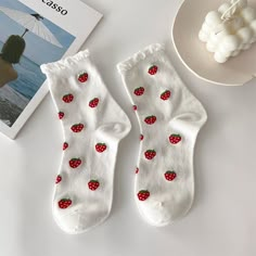 🍓🧦 Strawberry Print Cotton Socks: Sweet and Playful 🧦🍓 Elevate your sock game with our Strawberry Print Cotton Socks. These socks add a touch of sweetness and whimsy to your style. 🍓 Delightful Strawberries: These cotton socks feature adorable strawberry prints that bring a touch of fruity charm to your outfit. Perfect for those who love all things sweet and playful. (´∩｡• ᵕ •｡∩`) 🦋 Comfortable and Stylish: Not only are these socks visually delightful, but they are also comfortable to wear Casual Summer Socks As Gift, Casual Summer Socks For Gifts, Casual Summer Socks For Gift, Playful Soft White Socks, Cute Red Socks For Gifts, Playful Summer Socks For Gifts, Playful Summer Socks As A Gift, Fun White Summer Socks, Fun White Socks For Summer