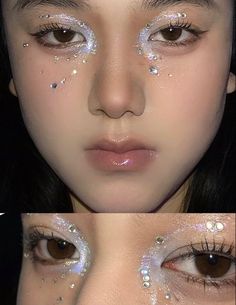 Peter Pan Kostüm, Glittery Eye Makeup, Liquid Crystal, Face Gems, Fairy Makeup, Dope Makeup, Cute Makeup Looks