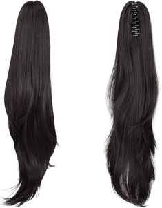 Felendy 24" Ponytail Claw Extension 6# dark brown straight easy clip in hair Ponytail Using Clip In Extensions, Black Hair Clip In Extensions, High Ponytail Extensions Black Hair, Clip In Extension Ponytail, Clip In Hair Extensions Dark Brown, Stylish Ponytail, Lots Of Makeup, Short Hair Styles Easy, Wigs Hair Extensions