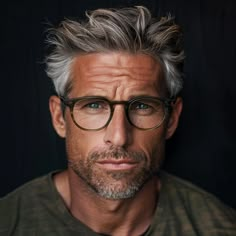 Mens Shaggy Hairstyles, Aesthetic Glasses Men, Grey Hair Beard, Men With Glasses, Stylish Glasses For Men, Older Men Haircuts, Balding Mens Hairstyles, Grey Hairstyles, Older Mens Hairstyles