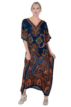 PRICES MAY VARY. Stylish Beach Kaftan Coverups: Our blue kaftan dresses for women are perfect for sun protection at the beach or poolside lounging, offering a chic and trendy look. Versatile Kaftan Maxi Dresses: Ideal for a range of occasions, from evening wear to summer office attire, long holiday dresses, these kaftans with elbow-length Batwing sleeves add a touch of elegance to your wardrobe. Size Inclusivity: Offering a wide range of sizes from S to 3XL, our plus size kaftans ensure a comfor Summer Office Attire, Kaftan Dresses For Women, Size Inclusivity, Blue Kaftan, Ladies Caftan, Beach Coverups, Black Kaftan, Kaftan Tops, Kaftan Dresses