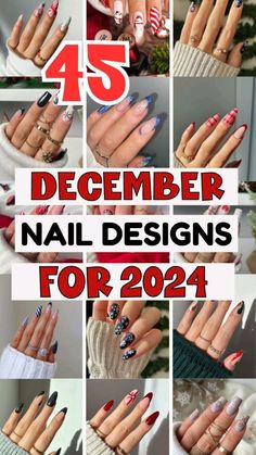 December Nails Ideas 2024, December Nails Simple Square, December Gel X Nails, November And December Nails, Nail Ideas December 2024, Acrylic Nails Ideas For Christmas, New Year And Christmas Nails, Faded Nail Designs, December 2024 Nail Colors