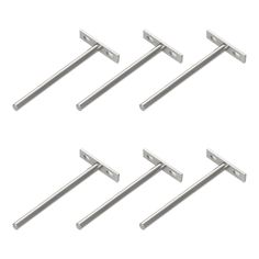 six stainless steel clothes pins on a white background