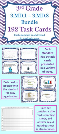 the 3rd grade math task cards are shown