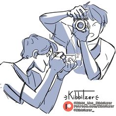 a drawing of two people looking through binoculars at each other with the caption kibitter's