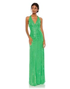 Mac Duggal Prom, Sheath Gown, Halter Gown, Column Gown, Halter Strap, Prom Formal, Green Prom Dress