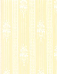 a yellow and white striped wallpaper with flowers