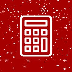 a red background with white snowflakes and a calculator on the bottom