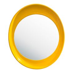 a yellow circular mirror on a white background with no image to describe, it appears that there is only one object in the photo