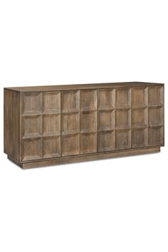 the sideboard is made out of wood and has multiple compartments on each side,