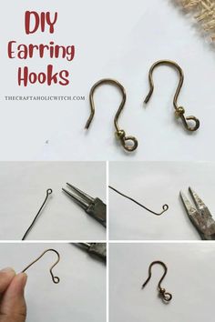 DIY Earring Hooks Diy Earring Hooks, How To Make Earring Hooks, Earring Hooks Types, How To Make Stud Earrings, Diy Earring Cards, Handmade Earrings Diy, Jewelry Findings Guide, Wire Beading, Earrings Space