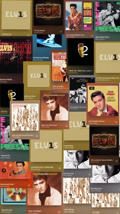 an image of many different album covers on the same page, including one with elvis presley