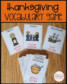 thanksgiving vocaular game for kids to practice their language and phonicic skills