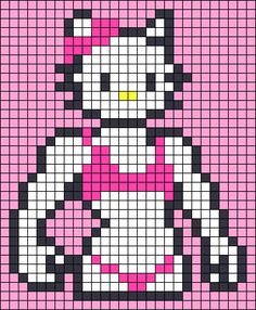 a cross - stitch hello kitty pattern in pink and black