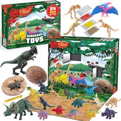 the dinosaur toys are in their box