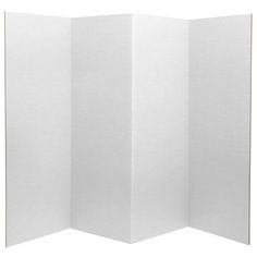 an open white folding screen on a white background