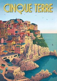 an old poster advertising cinque terre